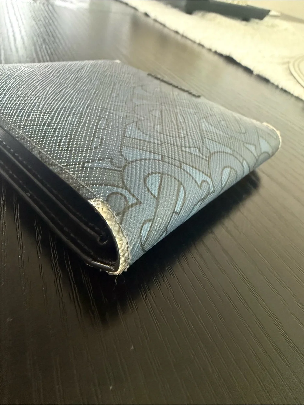 Burberry Blue TB Monogram Leather Bi-Fold Wallet